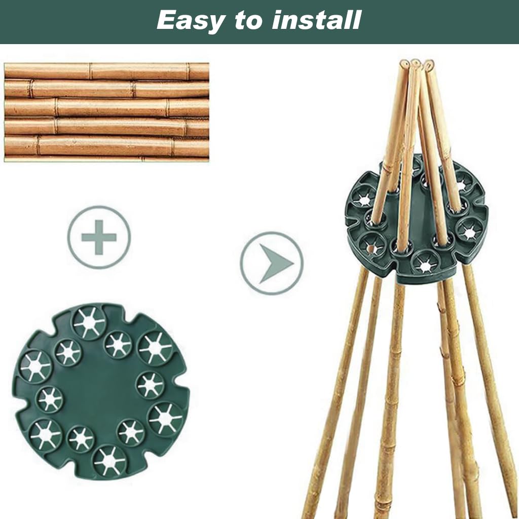 HASTHIP Plant Climbers Stem Holders for Garden Canes with 12 Hole Plastic Design | 10 Pcs Set