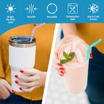 HASTHIP Reusable Silicone Straws 8.4 in for Kids and Adults with Cleaning Brush & Cloth Bag | BPA Free Flexible Drinking Straws