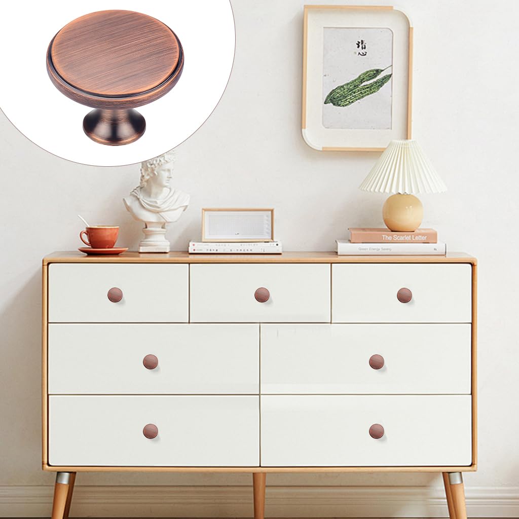 HASTHIP knobs for drawers with 1.29 in round ergonomic grip and brushed brown zinc alloy | 3 piece set