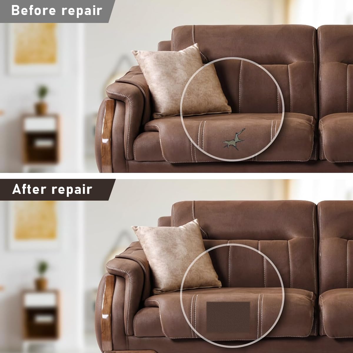 HASTHIP Leather Repair Patch for Sofas and Car Seats featuring Self Adhesive 17.7×79in PU Vinyl | Dark Brown Waterproof Tape