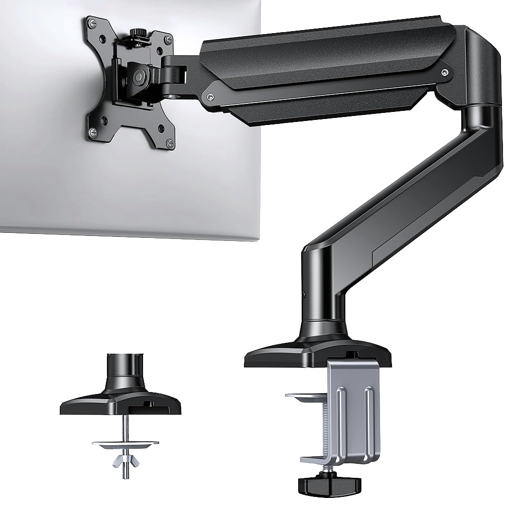 Desk Monitor Mount Aluminum Alloy Monitor Arm Desk Mount with Flexible Arm 360° Rotatable Monitor Screen Mount Screw-Mount