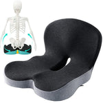 HASTHIP® Memory Foam Seat Cushion for Office Chair, Car & Truck, Ergonomic Coccyx & Tailbone Pain Relief Cushion with Lumbar Back Support, Non-Slip Large Chair Pad for Long Sitting - Dark