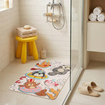 HASTHIP® Bathroom Mats Anti Slip, PVC Shower Floor Mat, Cartoon Waterproof Bath Mat with Suction Cup, Non-Slip Raised Dot Massage Surface, Quick Drain Doormat for Shower, Tub & Wet Areas, 70×40cm