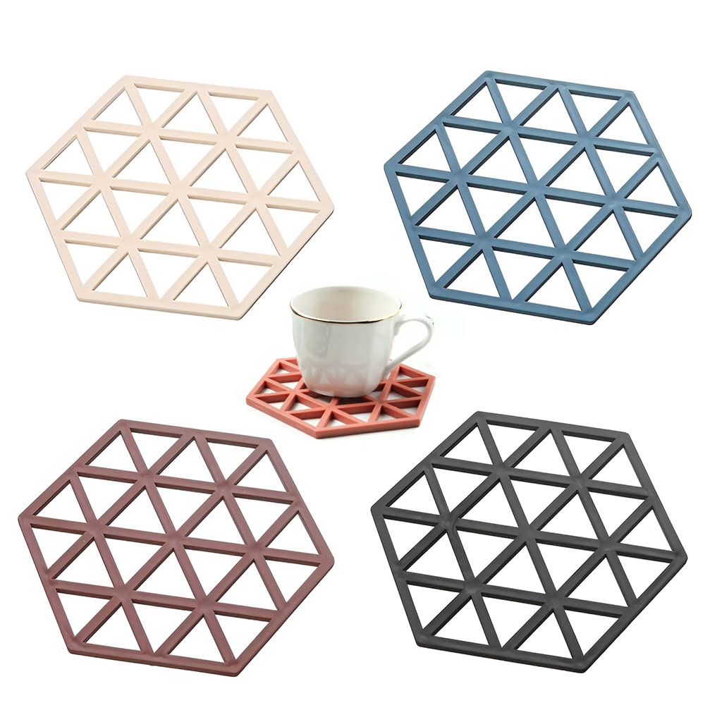 Coasters for Cups Set of 4, Tea Coasters, TPR Creative Coaster Set, Wooden Table Coasters Marble Table Coasters, 5in for Tea Cup, Coffee Cup, Mugs