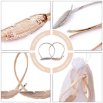 HASTHIP Curtain Tiebacks for Home and Office with 35cm Elastic Alloy Strap featuring Snap Buckle | Gold Feather Decor Pair