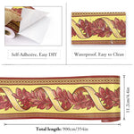 HASTHIP® Wall Border Sticker - 3.9''×29.5 Ft Self-Adhesive Floral Trim PVC Frame Sticker, Kitchen Bathroom Waterproof Wallpaper Border Removable Self Adhesive Tiles for Room Decor, Cupboard, Home DIY