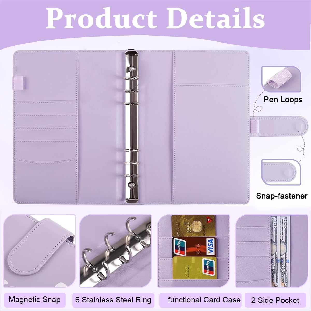 HASTHIP A5 Budget Binder for 100 Days Money Saving Challenge with 100 Cash Envelopes & PU Leather Cover