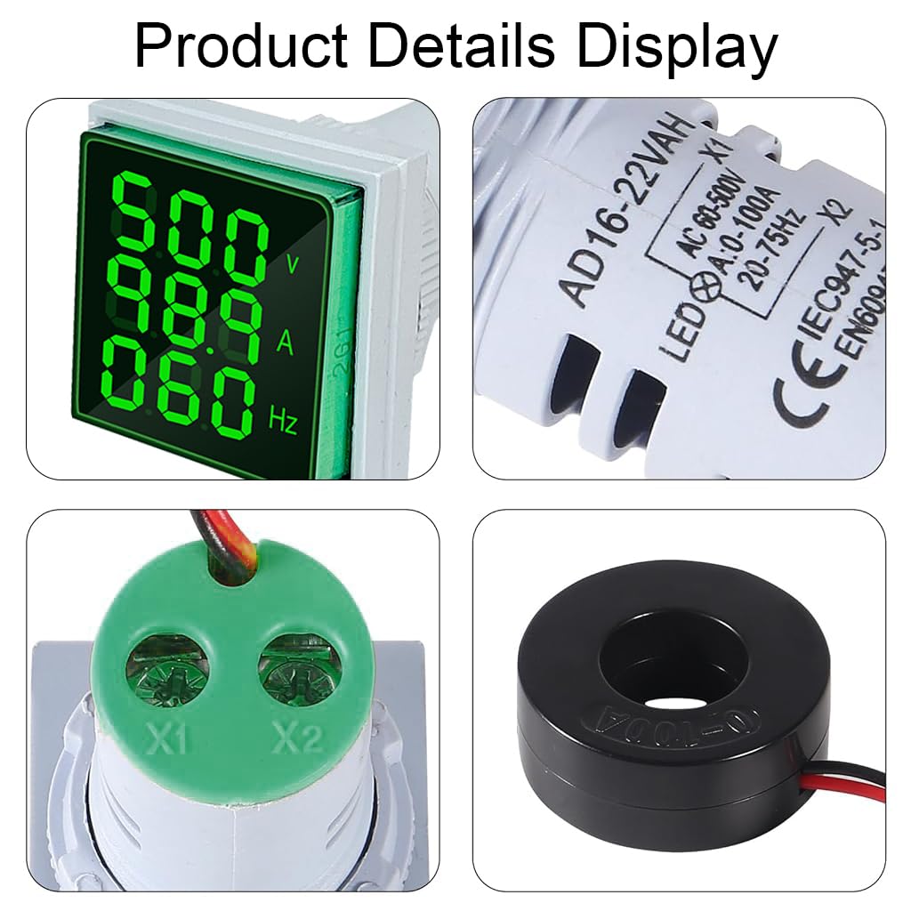 HASTHIP® Multímetro Digital LED 3 en 1 60‑500V 0‑100A Medidor de Corriente Voltaje Frecuencia CA Pantalla Retroiluminada Indicador de Señal Profesional Tester Medición Precisa