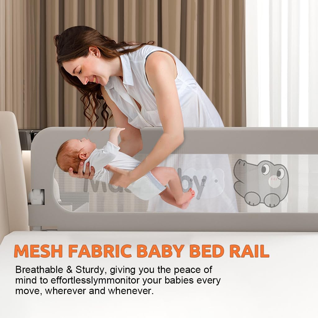 HASTHIP® Bed Guard Rail for Toddlers - 180CM Adjustable Heights & Folding up Portable Bed Railing for Baby - Toddler Bed Rails Guard for Crib, Twin, Bunk,Full Size