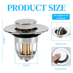 HASTHIP Kitchen Sink Strainer for 1.33–1.57 in Drains with Pop Up Stopper | Brass Silver Plug