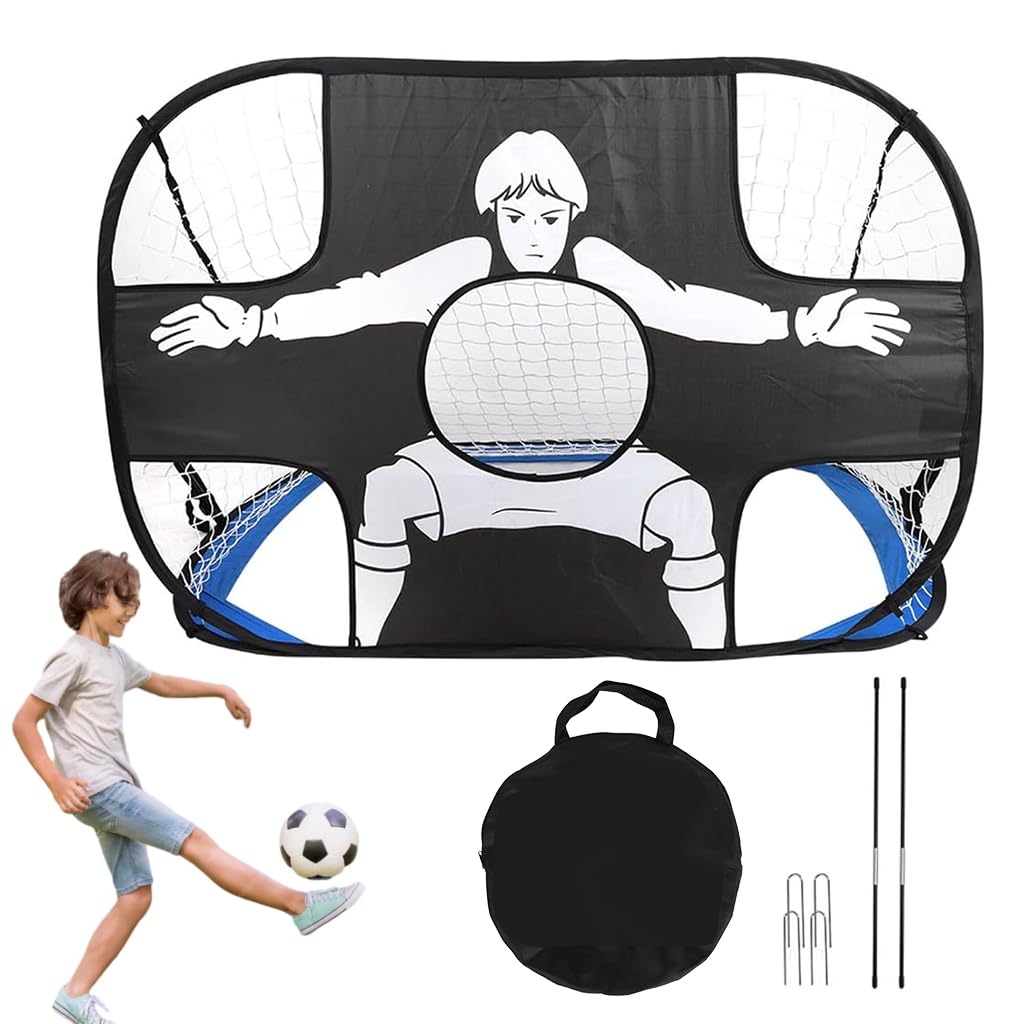 HASTHIP® Set de Porterías de Fútbol 6x4ft Portátil con Bolsa Transporte,Montaje Rápido en 60 Segundos,Red Resistente Todo Clima para Entrenamiento Interior y Exterior Niños y Adultos