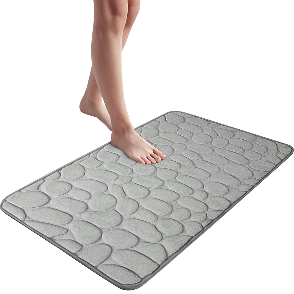 15.7 x 23.6" Memory Foam Bath Mat Cobblestone Bathroom Rugs, Super Water Absorbent Bath Mats for Bathroom Machine Washable Bath Rugs
