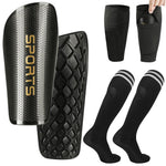 HASTHIP® Espinilleras Futbol Niños Set de 3,Protector Tibia EVA Ligero y Transpirable con Medias Compresivas y Mangas Ajustables para Fútbol,Rugby Hockey Talla S
