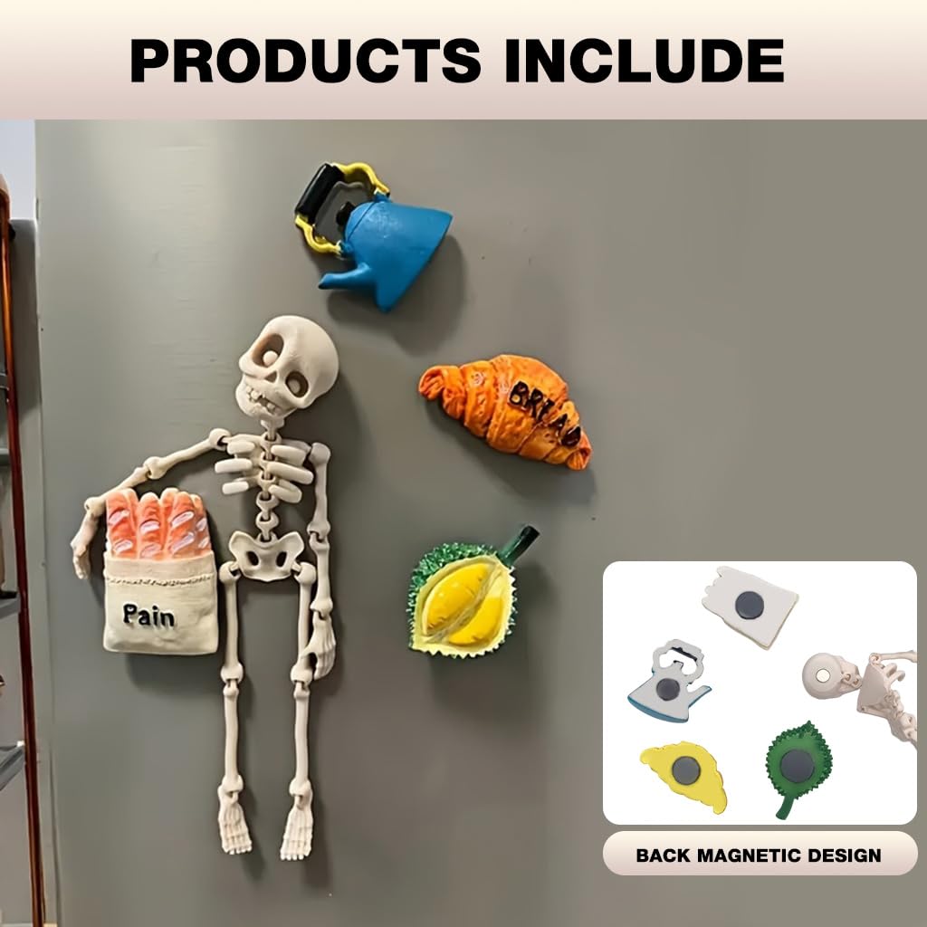 HASTHIP Refrigerator Magnets for Kitchen Decor featuring 5Pcs Resin Cartoon Figures | Strong Hold