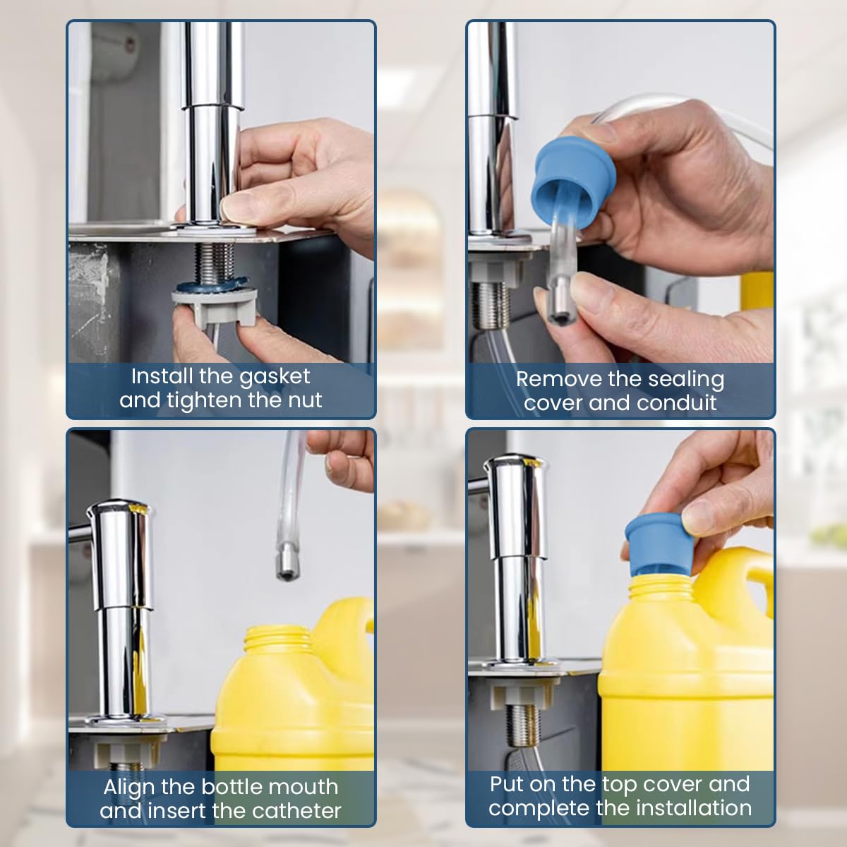 HASTHIP® Modern ABS Soap Dispenser with Extended 3.3ft Tube, Smooth Pump Action, Rust-Resistant Finish, Easy Install, Stylish Sink Accessory for Kitchen