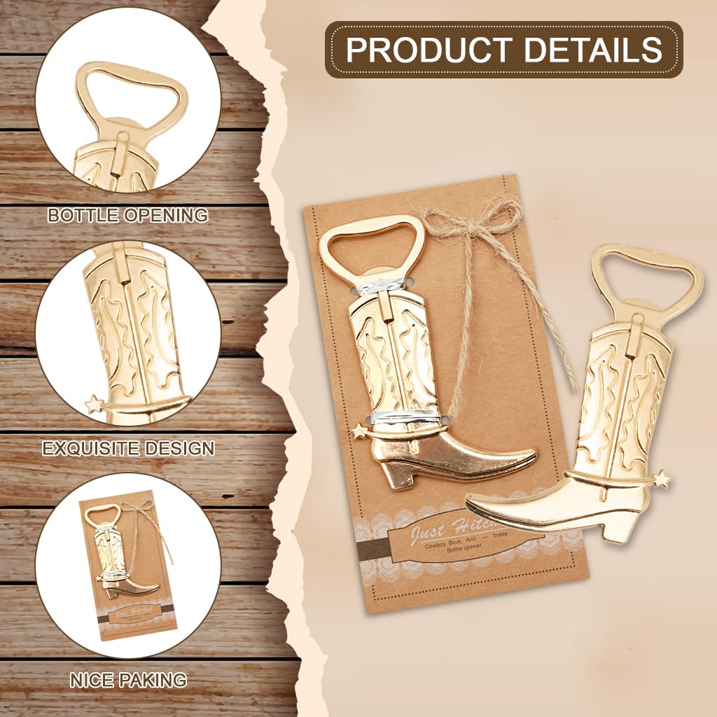 HASTHIP Bottle Opener for Kitchen and Bar with Cowboy Boot Shape featuring Golden Embossed Finish