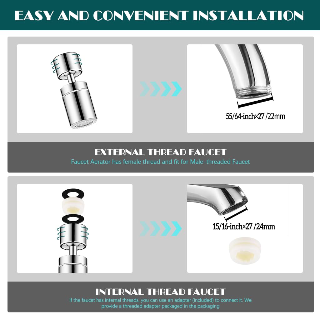 HASTHIP Tap Extender for Kitchen Sink with 360° Swivel and 2-Mode Spray | Stainless Steel