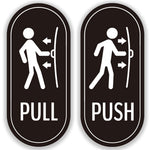 HASTHIP® Designer Push Pull Door Sign Sticker, Self-Adhesive Vinyl Decal for Glass, Business, Shops, Stores, Cafes, Offices, Weatherproof, Durable, Black/White, Vertical, Easy Install