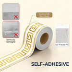 HASTHIP Skirting Line Stickers 16.4ft for Wall Corners with Waterproof PVC & Greek Key Pattern Trim