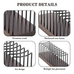 HASTHIP Hat Organizer for Desk and Shelf Display with 10 Slots and Wooden Base | 26.5x10x10cm Metal Wire Cap Holder