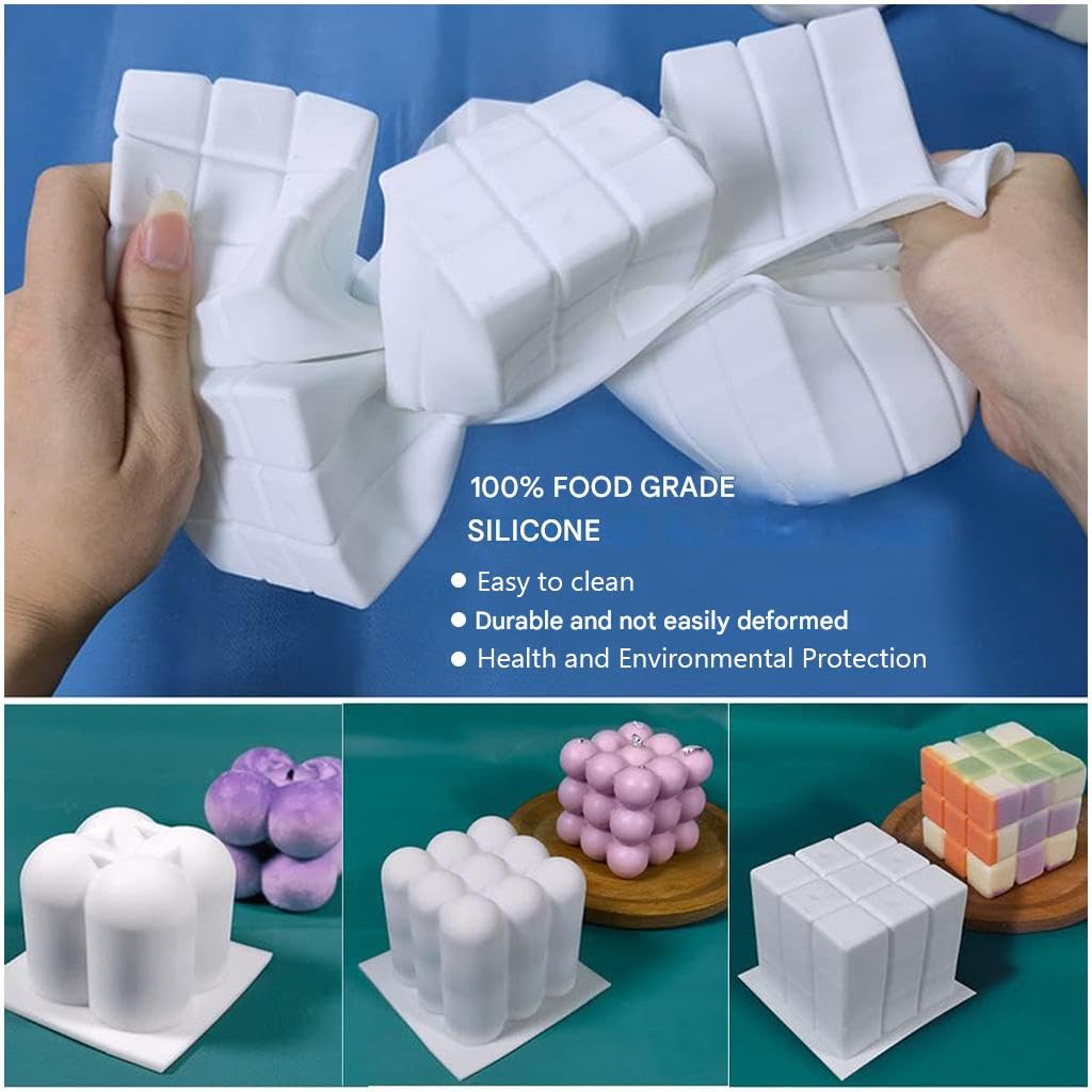 HASTHIP Silicone Candle Molds Set for DIY Candle Making with Flexible Non Stick Design | Reusable for Wax, Resin and Soap Crafts
