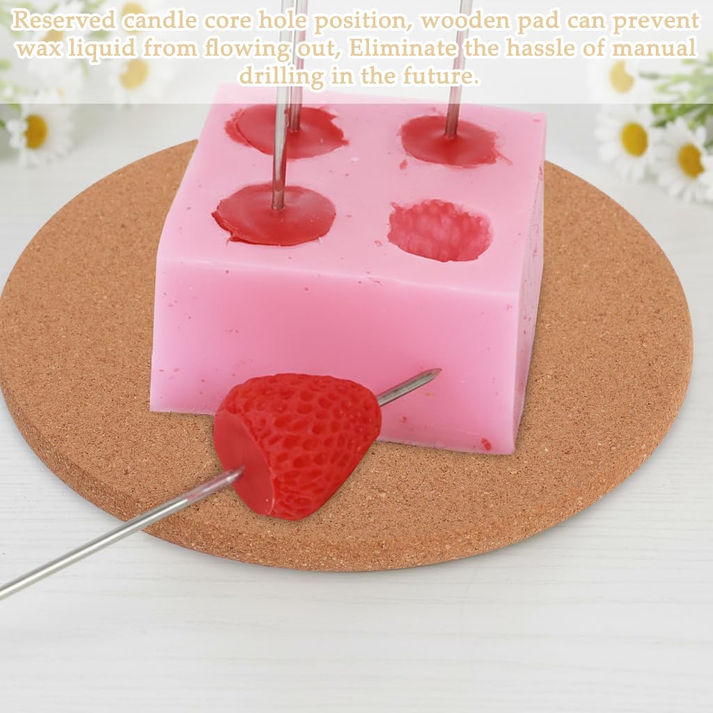 HASTHIP Punching Needle Set for Candle Making with 3 Stainless Steel Wick Pins and 19cm Cork Mat