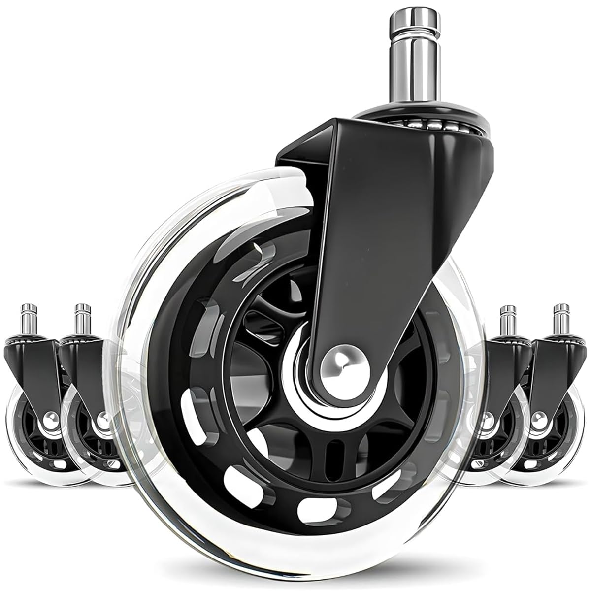 HASTHIP Chair Casters for Office and Gaming with 3 Inch 360° Rotating Silent Wheels | Set of 5