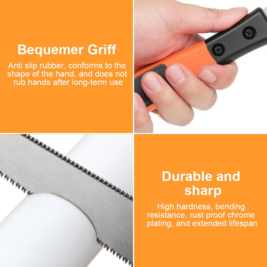 HASTHIP Hand Saw for Woodworking with 30cm Double Edge Blade and Ergonomic Handle | DIY Cutting