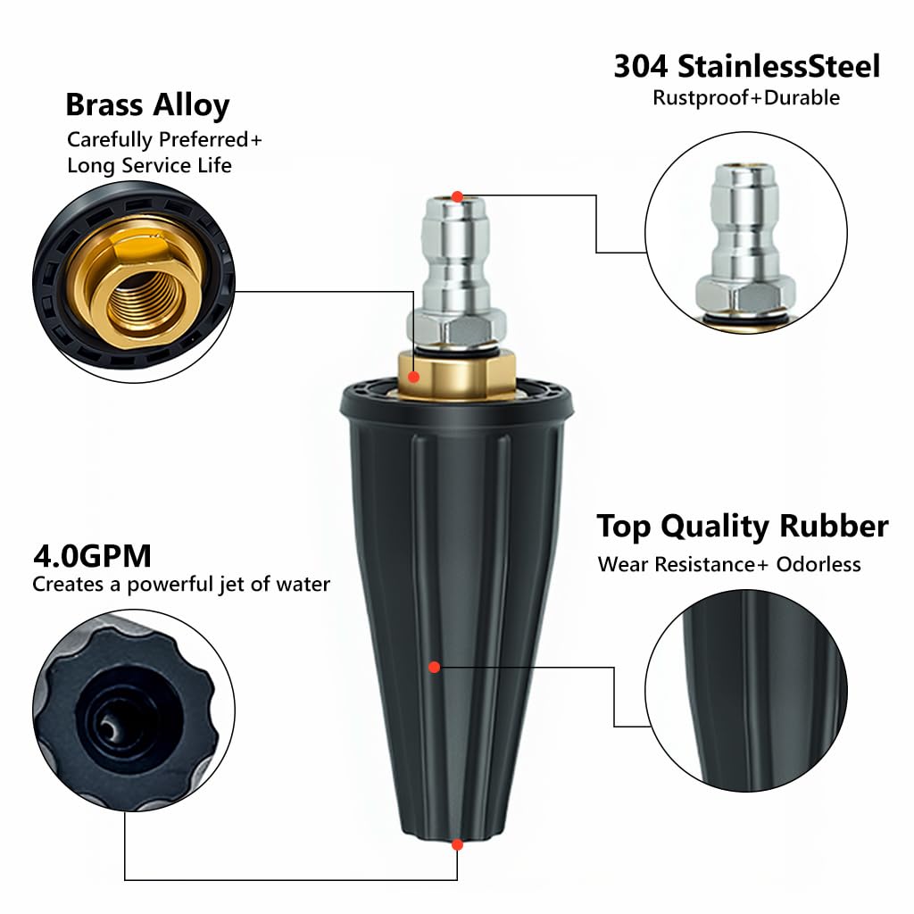HASTHIP Pressure Washer Accessories Kit with 1/4 Inch Quick Connect & 8PCS Nozzles | Copper Construction for Versatile Cleaning