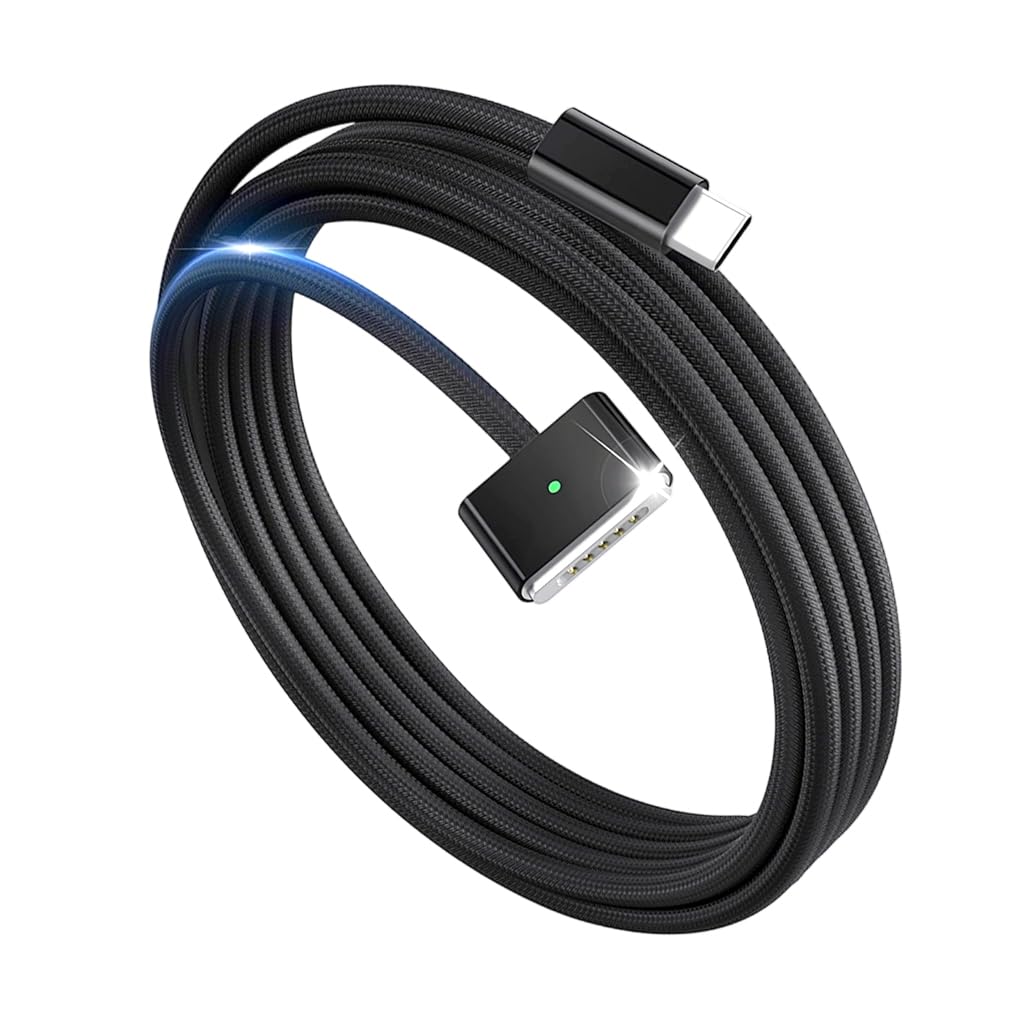 HASTHIP® PD 140W Cable USB C a Magnético 3 de Carga, 2M/6.6Ft Trenzado de Nylon 3 para MacBook Air (15''/13'' M4 2025, M3 2024, M2 2023/2022) y Pro (16"/14" 2024/2023/2021)