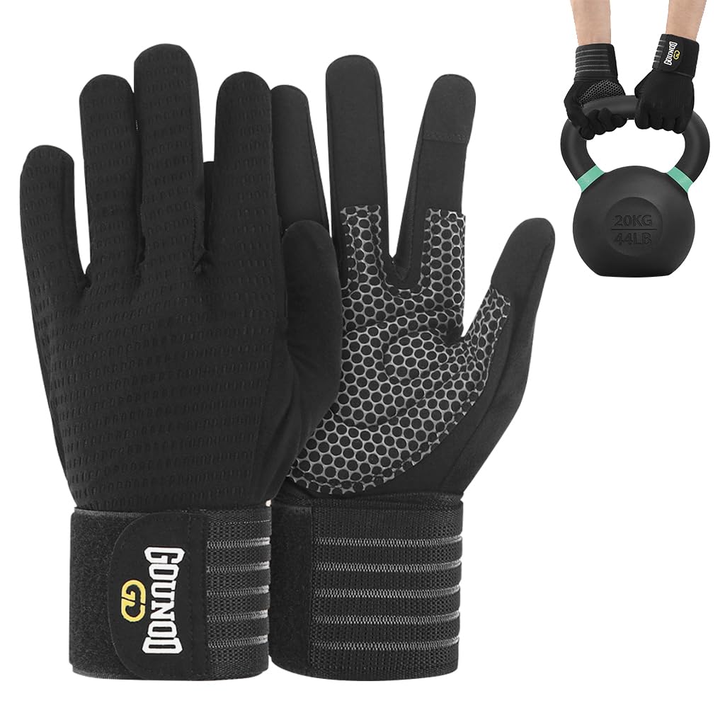 HASTHIP® Guantes de Entrenamiento de Dedo Completo con Soporte Muñeca Ajustable,Antideslizantes y Transpirables para Hombre y Mujer,Ideales para Gimnasio Levantamiento Pesas