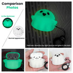 HASTHIP Case for AirPods 4, Glow-in-the-Dark Ghost Silicone Cover with Clip