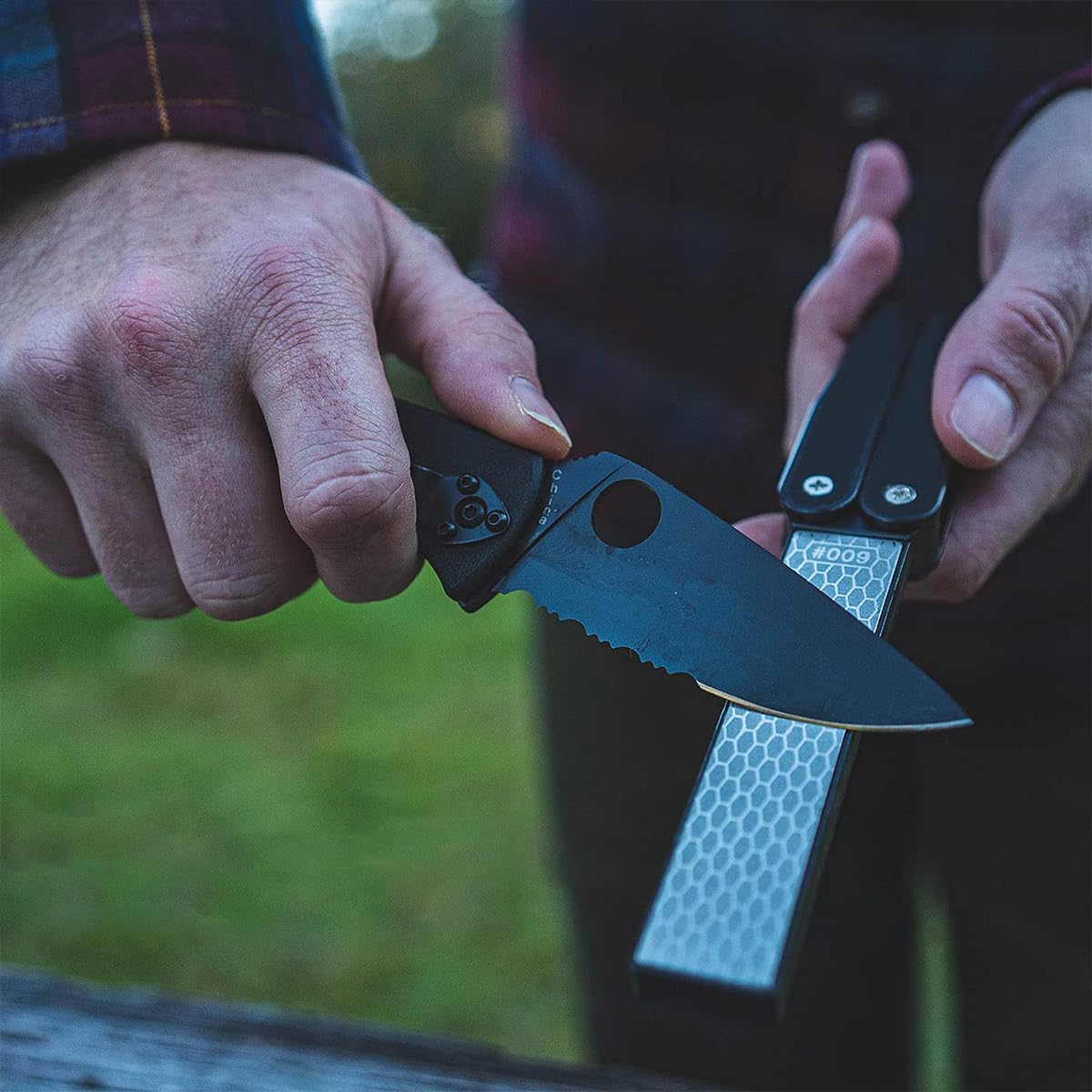 HASTHIP Knife Sharpener for Kitchen featuring Foldable Design with 400/600 Grit | Portable Diamond Stone 3.2×12.5 cm