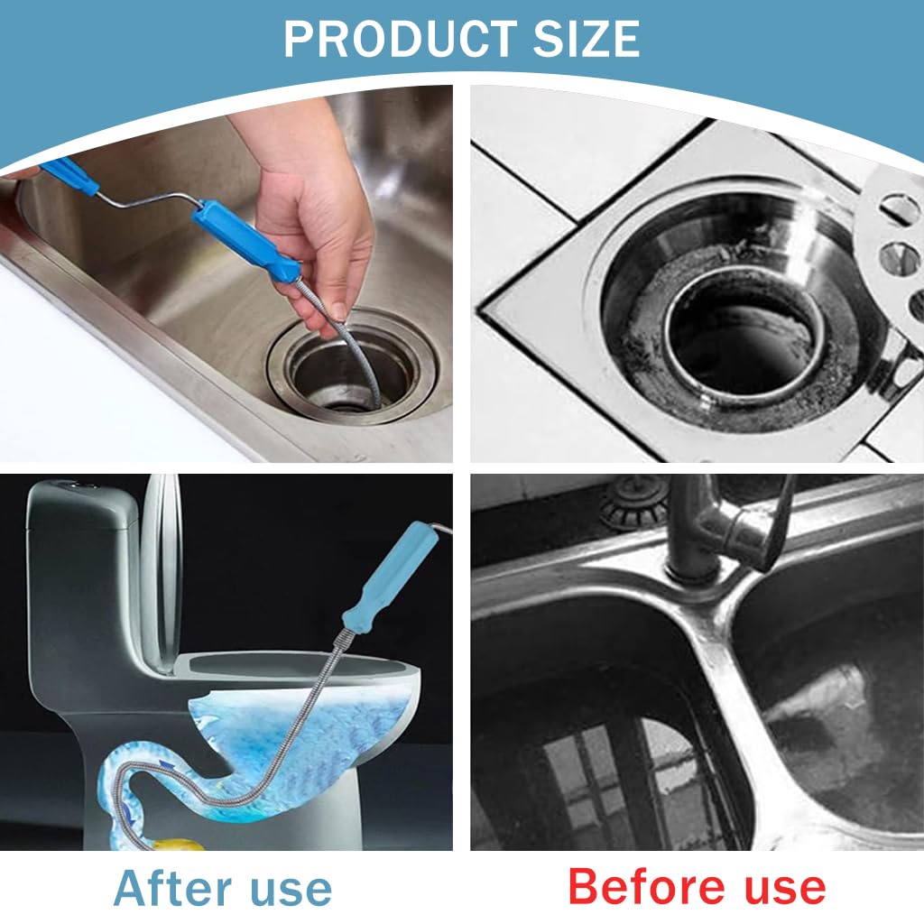 9.8ft Stainless Steel Drain Cleaner Tool, Spiral Spring Pipe Design, Sink & Tub Drain Dredge Tool, Sewer Cleaning Tool for Bathroom, Kitchen & Toilet
