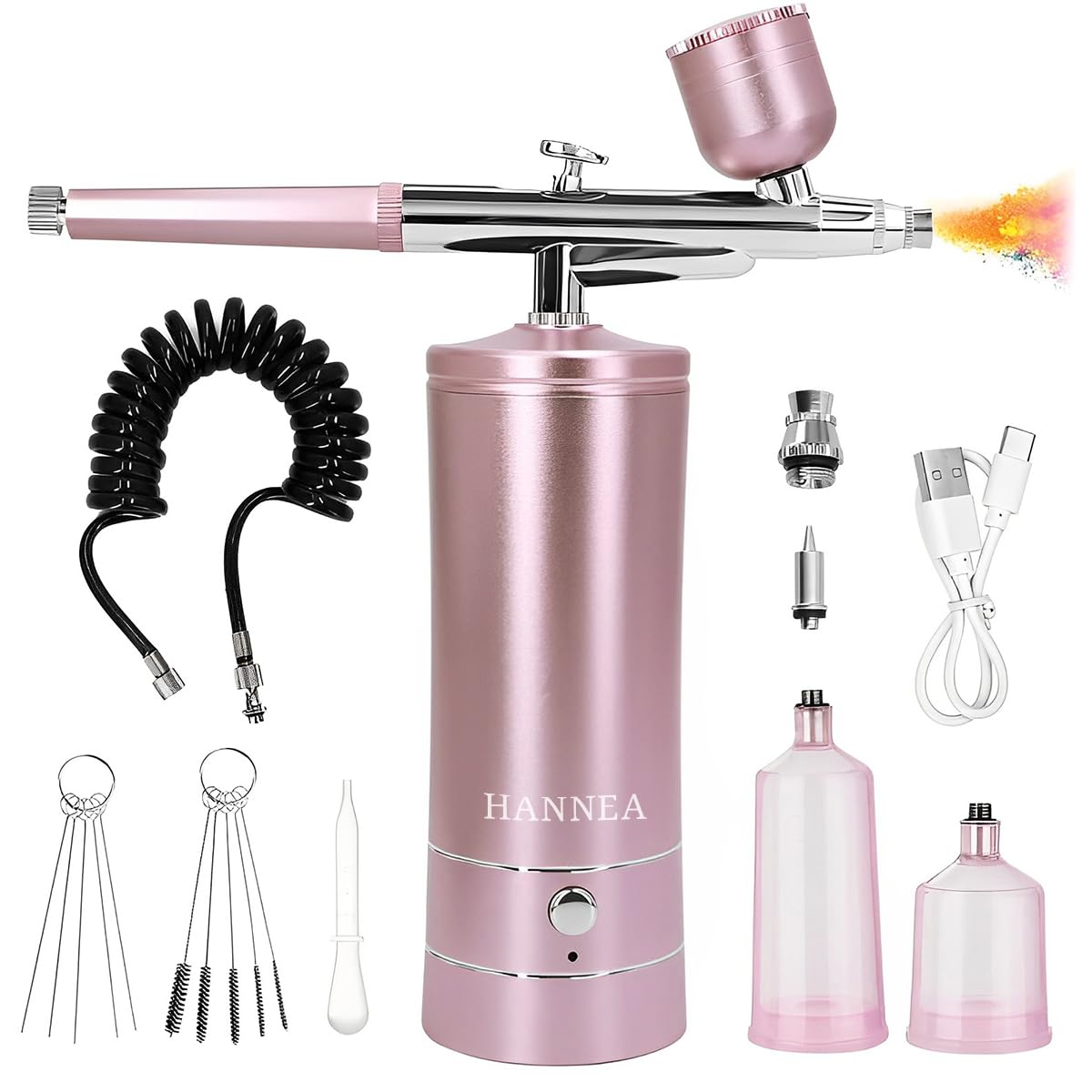 HASTHIP® Airbrush-Kit Rechargeable Cordless Airbrush Compressor - Handheld Airbrush Gun, Airbrush Set Portable Wireless Air Brush for Barber, Nail Art, Cake Decor, Makeup, Model Painting