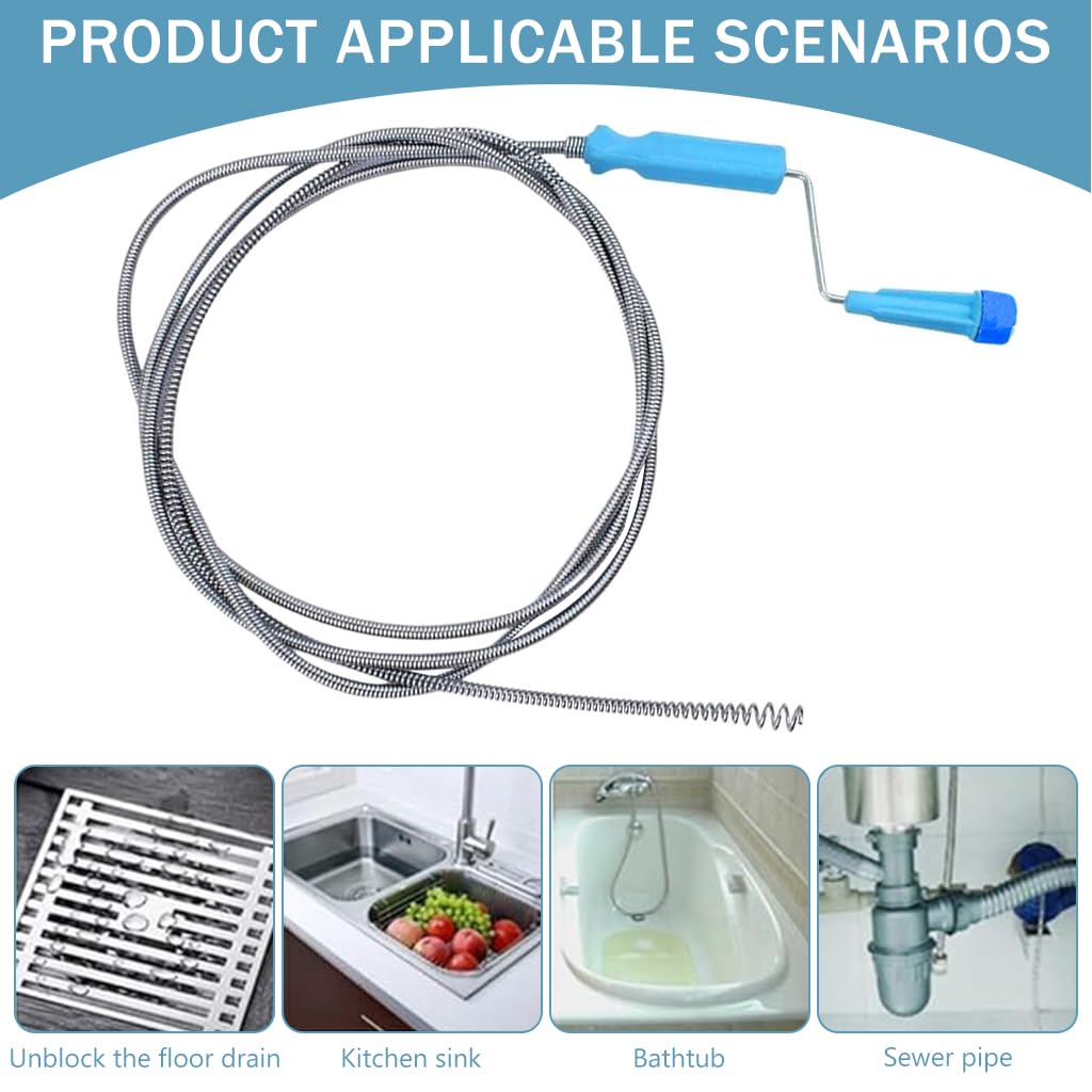HASTHIP Drain Cleaner Tool for Bathroom and Kitchen with 9.8 ft Spiral Spring Pipe Design