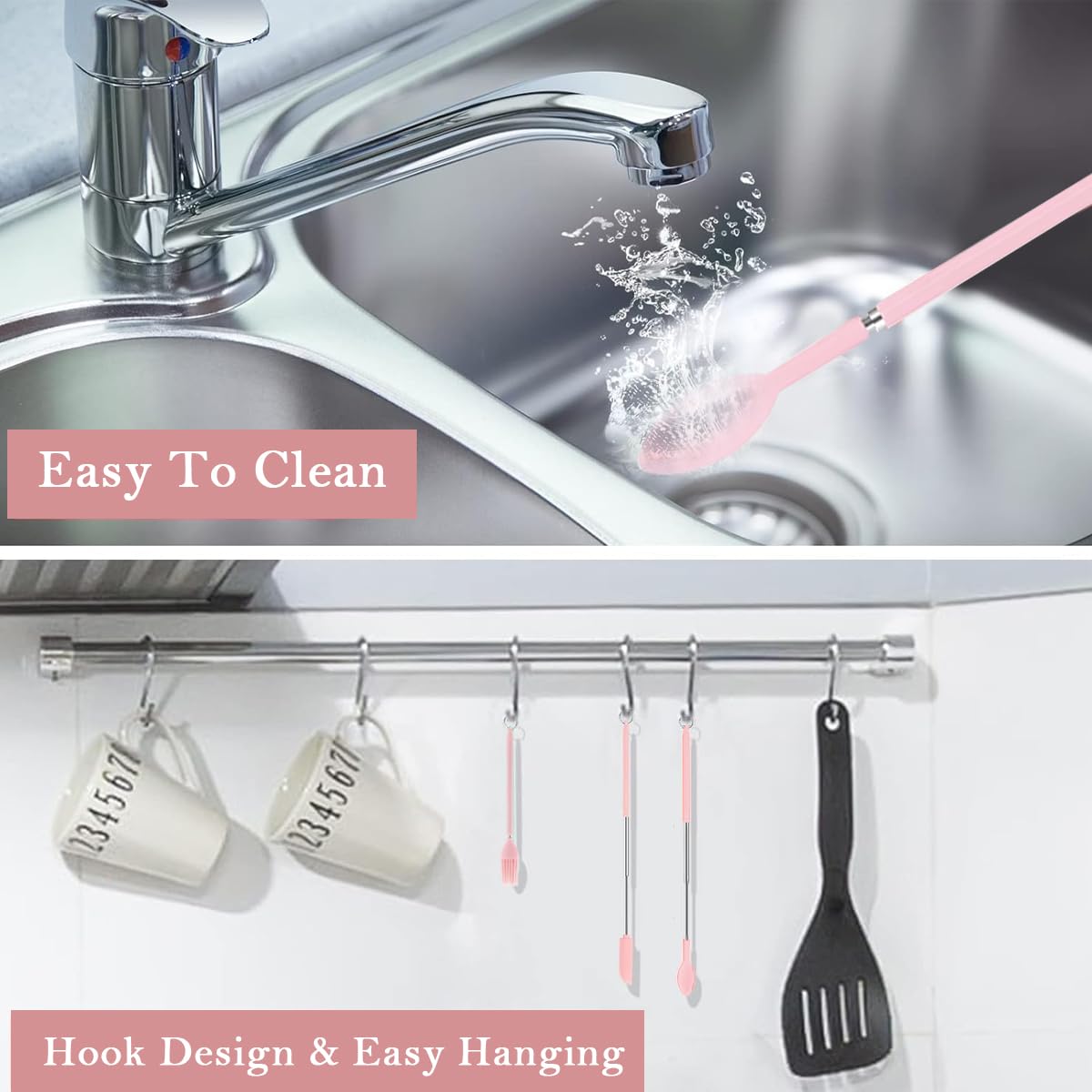 HASTHIP Silicone Spatulas 3Pcs Set for Food and Makeup Jars with Dual Ends Design | Food-Grade Safe