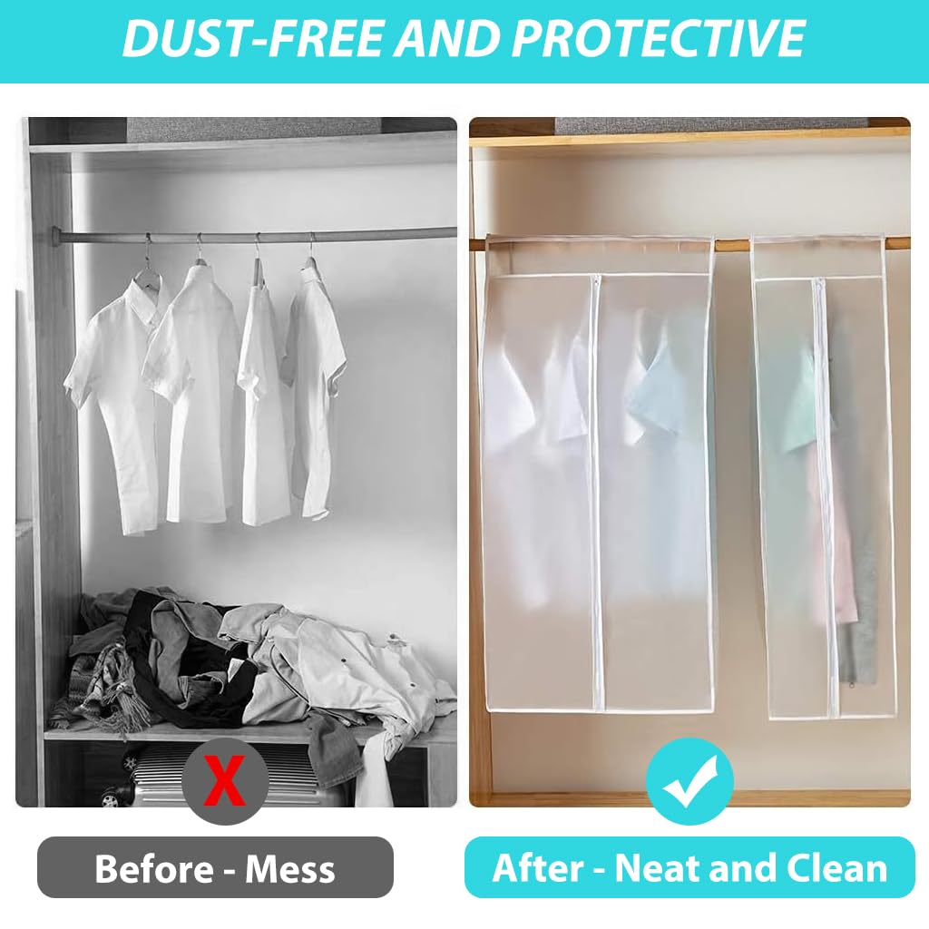 HASTHIP Hanging Garment Bag for Wardrobe Storage with Hook and Loop Closure | 60×50×120 cm PEVA Dust Cover