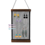 HASTHIP® Zibuyu Hanging Earring Organizer Wall Ear Jewelry Organizer Earring Hoop Earring Boho Wall-Mounted Durable Mesh Grid Jewelry Storage Display with Wooden Frame