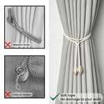 HASTHIP Curtain Tie Backs for Living Room and Bedroom featuring Sliding Floral Buckles | 4PCS Cotton Rope Holdbacks with Weighted Ends