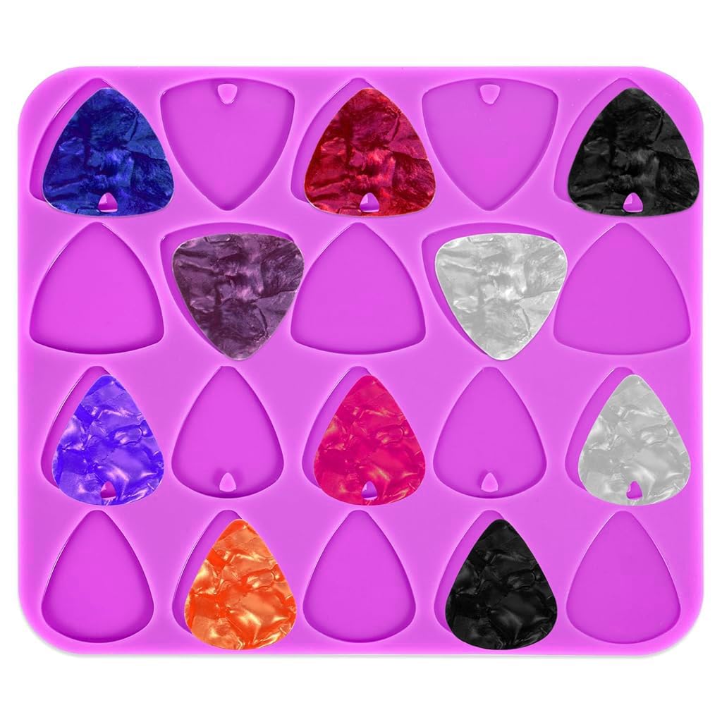 HASTHIP Resin Guitar Pick Silicone Mould for DIY Crafts with 20 Chambers and 2 Sizes | Food Grade Flexible Material