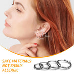HASTHIP® Aretes de Aro de Acero Inoxidable para Mujer y Hombre,4 Pares Pendientes Pequeños 8mm 10mm 12mm 14mm,Hipoalergénicos Moda Clásica para Fiesta Diario y Regalo - Color Plata