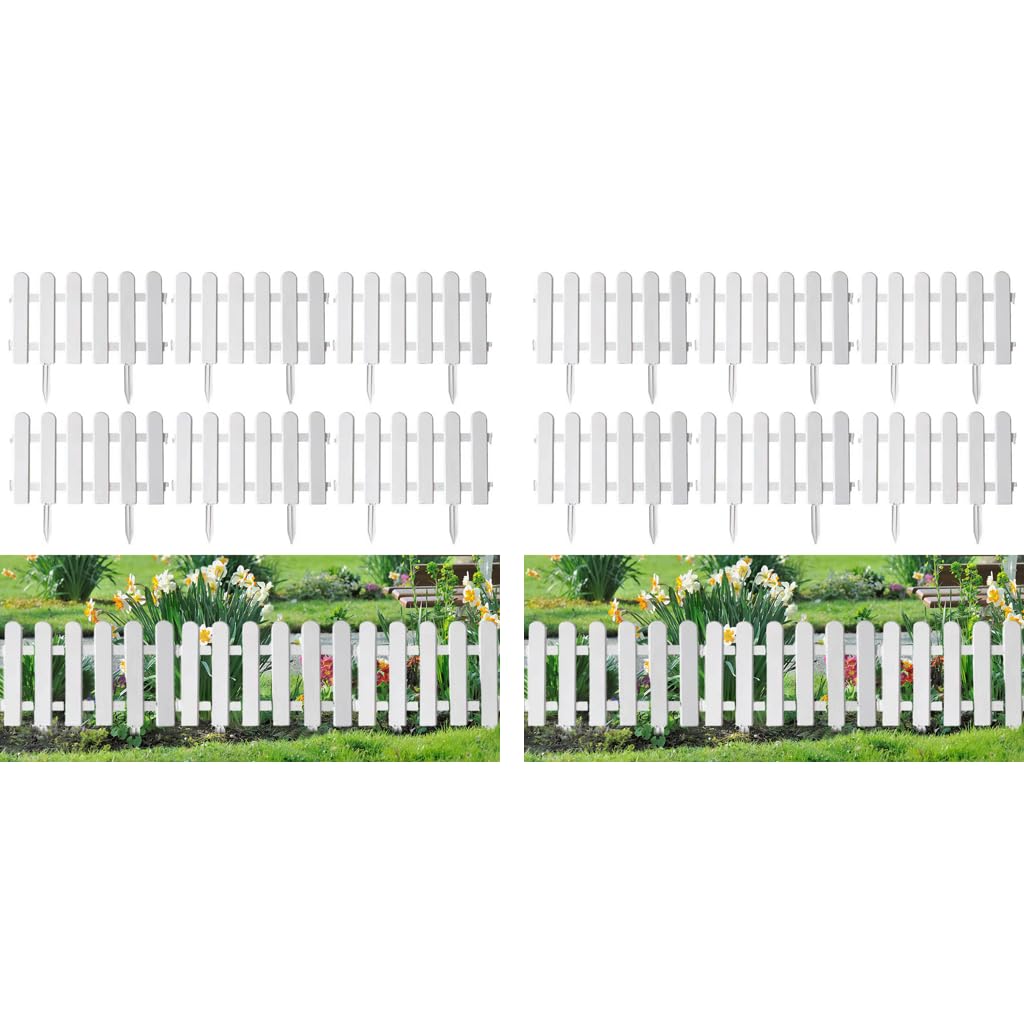HASTHIP Garden Fence for Outdoor Borders featuring Connectable Design and White PVC Panels 50x30cm