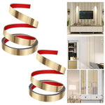 HASTHIP Metal Trim Wall Strip for DIY Decoration featuring Self Adhesive Design and 16.4ft Golden Stainless Steel | Mirror-Like Finish for Home Interiors