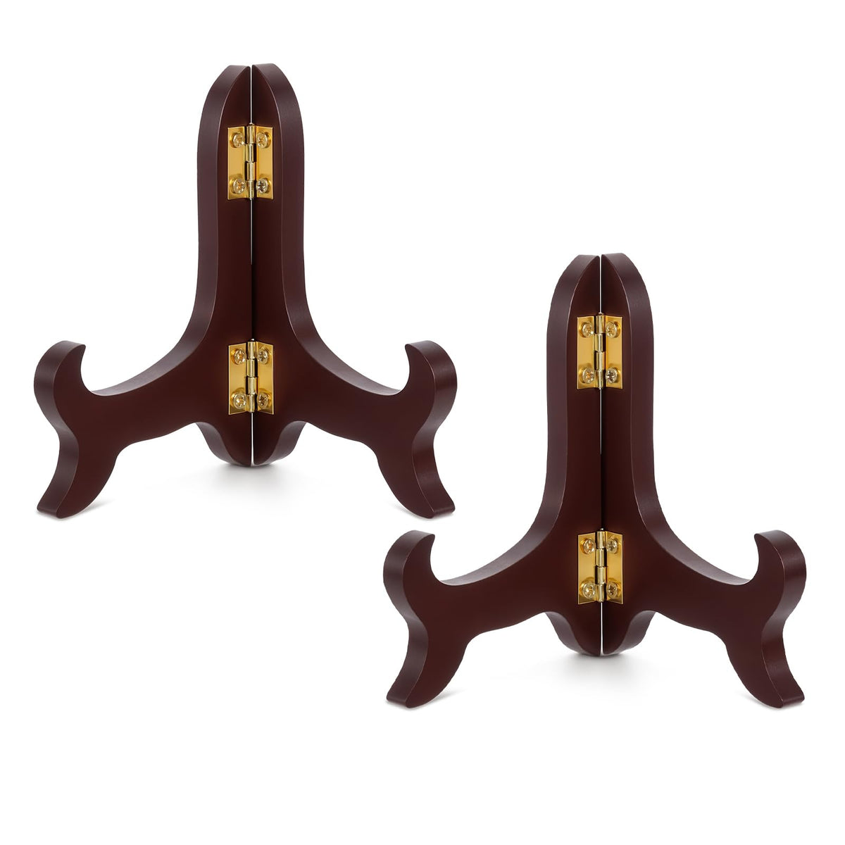 HASTHIP® Wooden Easel Plate Frame Holder Set Brown Display Stands for Photos Artwork Small Decorative Plates Desktop Ornament Display