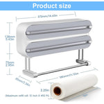HASTHIP Magnetic Food Wrap Dispenser with Dual Hidden Blades and Sliding Cutter | White 3 in 1 Foil Paper Holder for Cling Film Tin Foil and Wax Paper