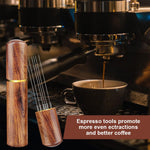 HASTHIP® Espresso Coffee Stirrer Pin Tamper for Espresso Coffee Making 6 Needles Ground Coffee Stirrer 0.4mm Fine Pin TamperNatural Wooden Handle Pin Coffee Tamper