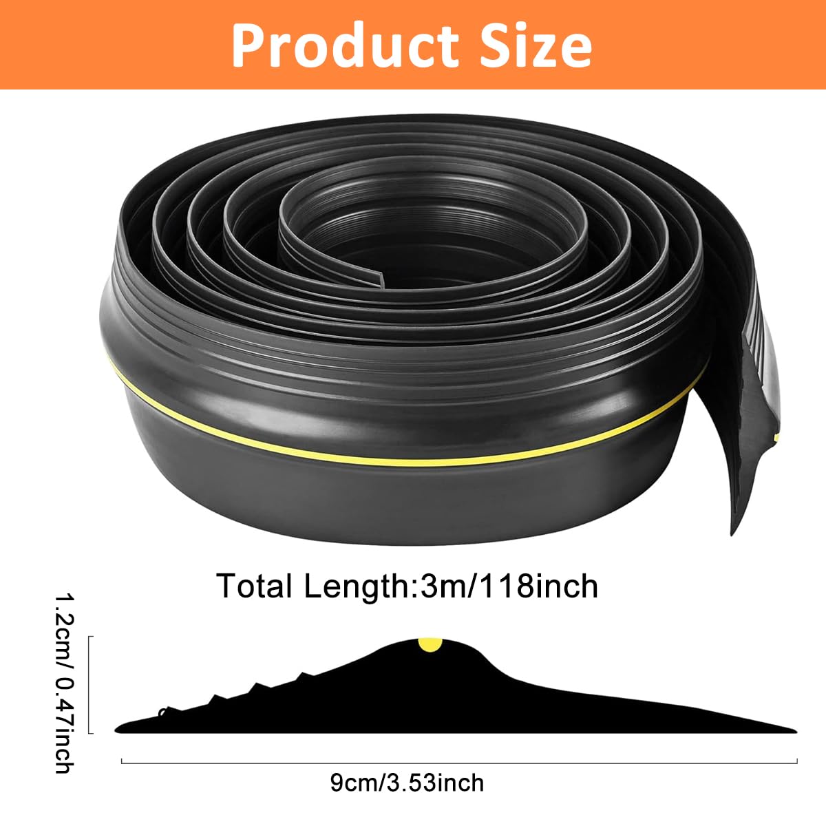 Rubber Door Sweep Weatherproof Door Seal Strip Non-sticky Door Window Weather Stripping, Door Weatherstrip, Door Seal Strips, Weather Stripping for Doors and Windows, 88mm width, 9.84ft