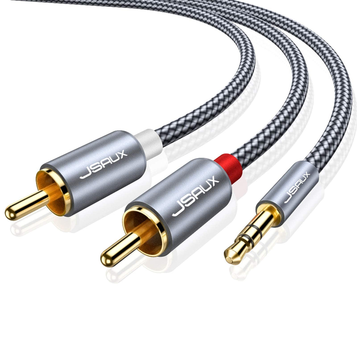 HASTHIP® 6.6Ft/2M Rca To 3.5 mm Male Cable,Nylon Braided 3.5 Mm Aux To Rca Cable,Male 1/8 Audio Y Cord For Smartphones Mp3 Tablets Speakers Hdtv Grey