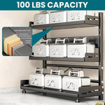 HASTHIP Kitchen Storage Rack for Countertop Organization with 3 Tier Adjustable Shelves and Cutter Holder | Carbon Steel Space Saving Shelf